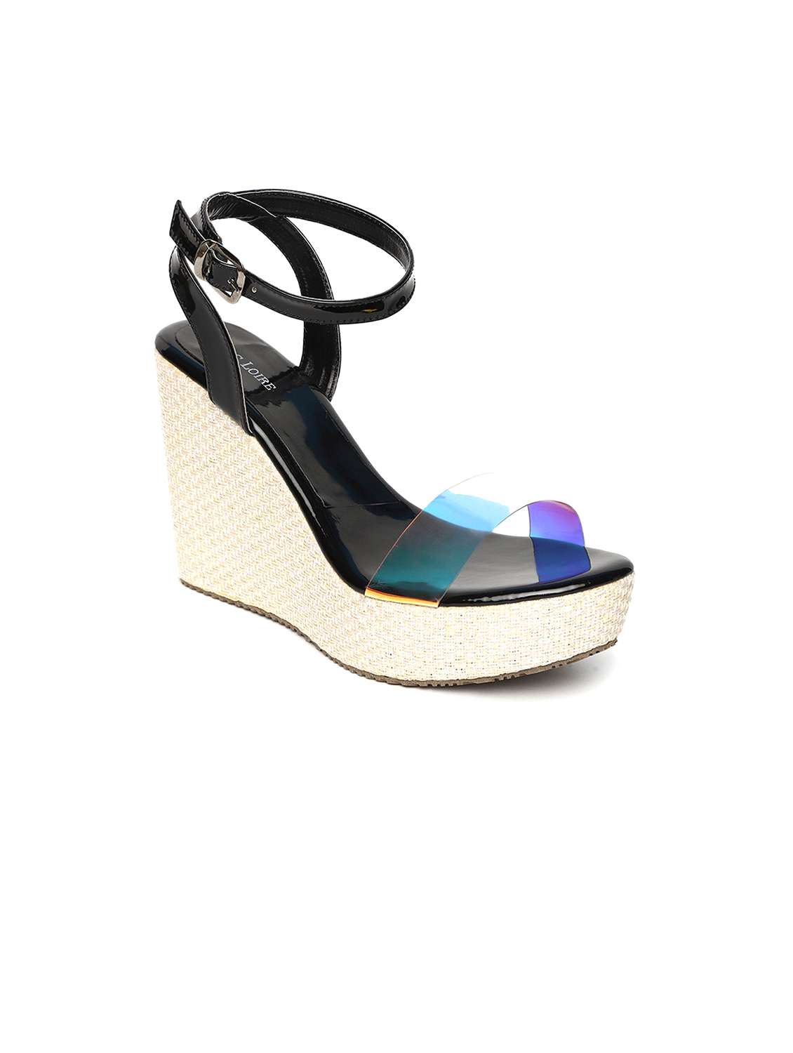 women tan ankle strap wedge