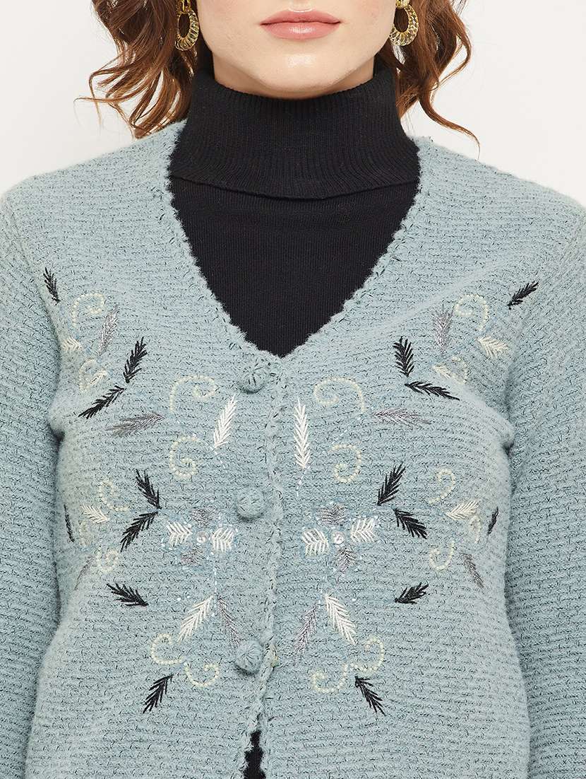 self design acrylic polyamide cardigan - 19164507 -  Standard Image - 5