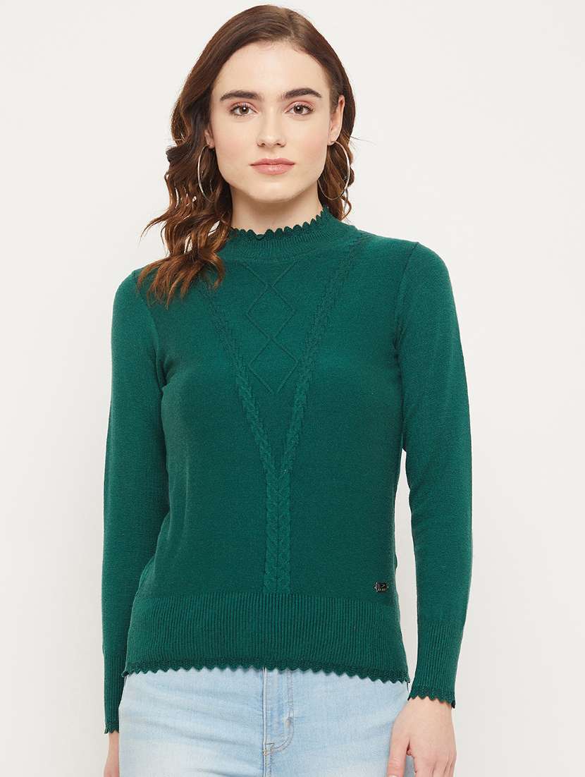 mock neck self design pullover