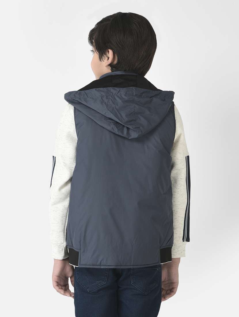 navy blue coloured solid regular jacket - 19164569 -  Standard Image - 3