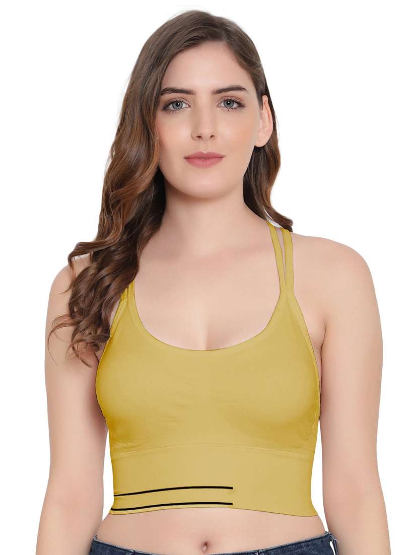 yellow cotton blend sports bra - 19166283 - Zoom Image - 0