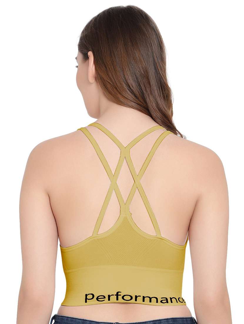 yellow cotton blend sports bra - 19166283 - Standard Image - 3