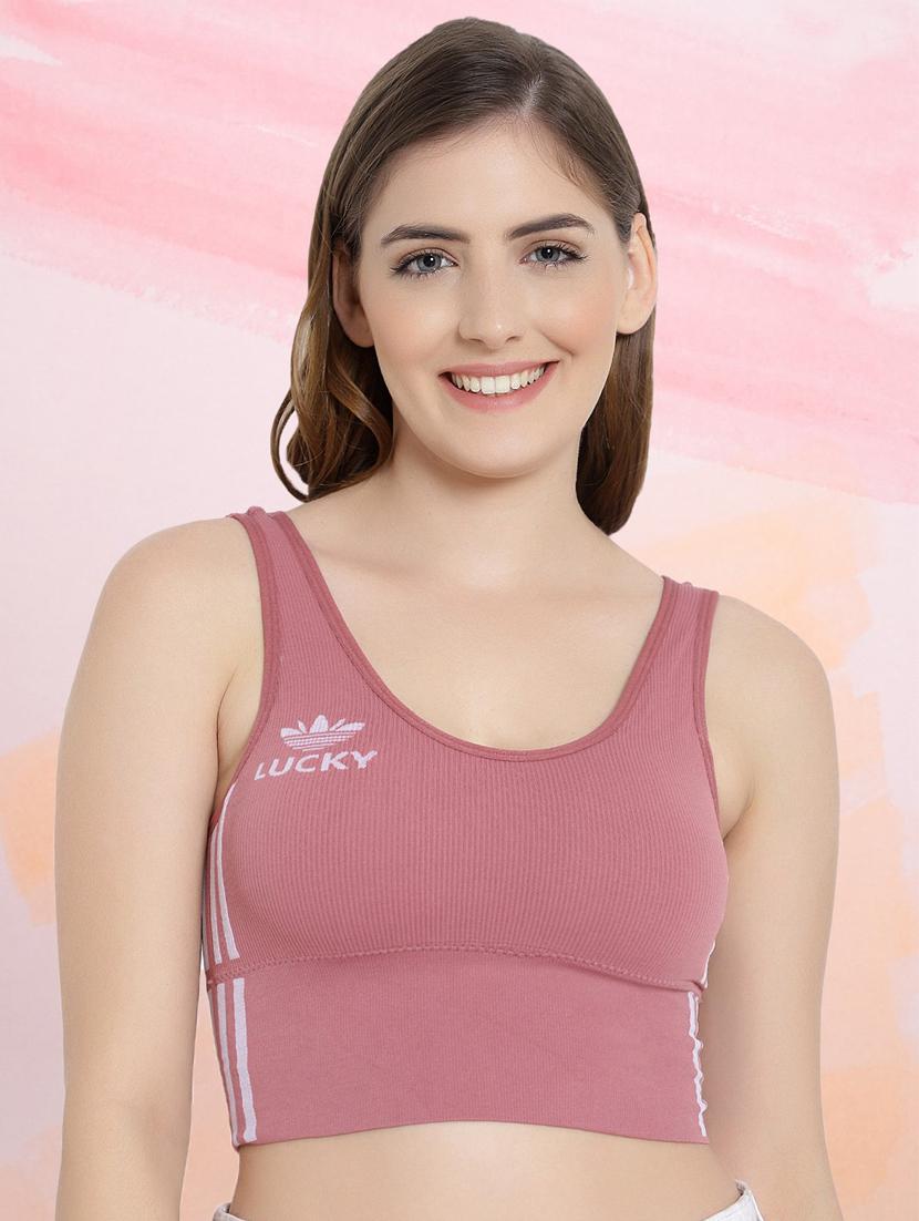 pink cotton blend sports bra - 19166314 - Zoom Image - 0