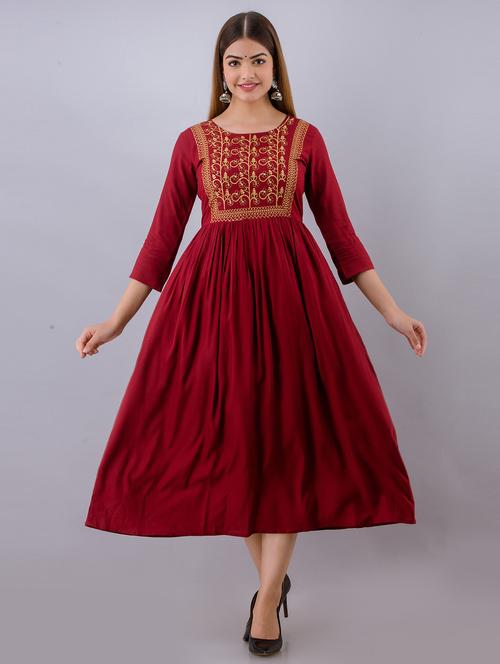 embroidered flared ethnic dress - 19166776 -  Standard Image - 0