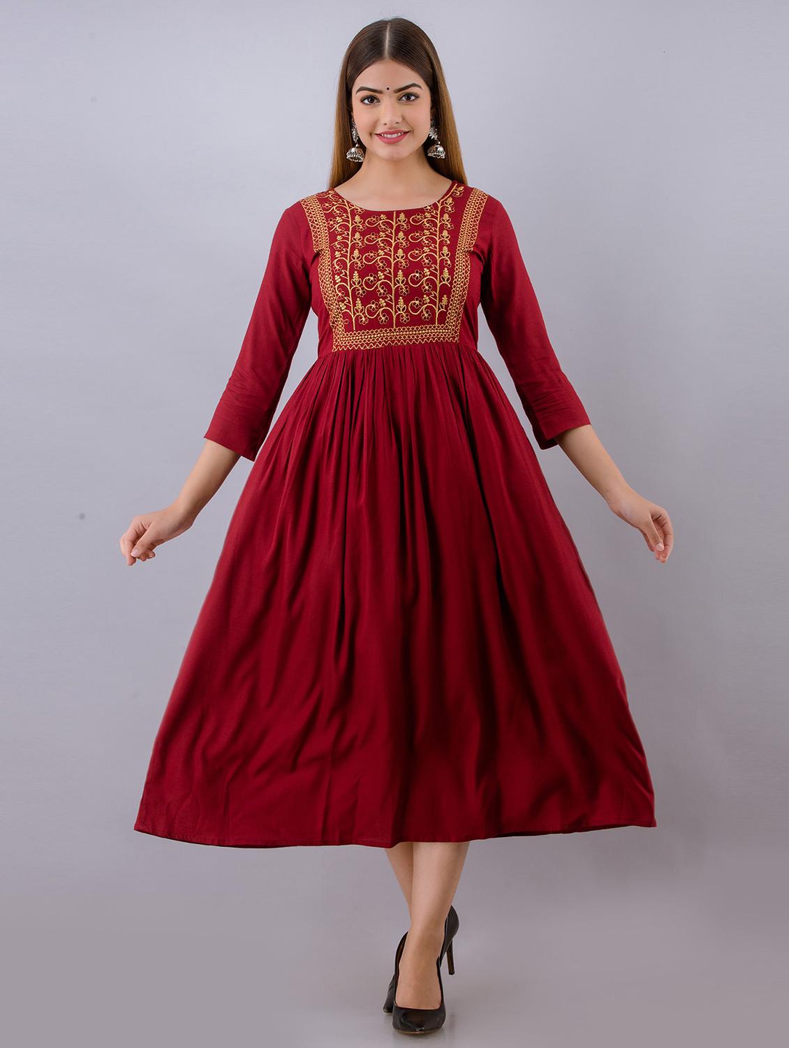 embroidered flared ethnic dress - 19166776 -  Zoom Image - 0