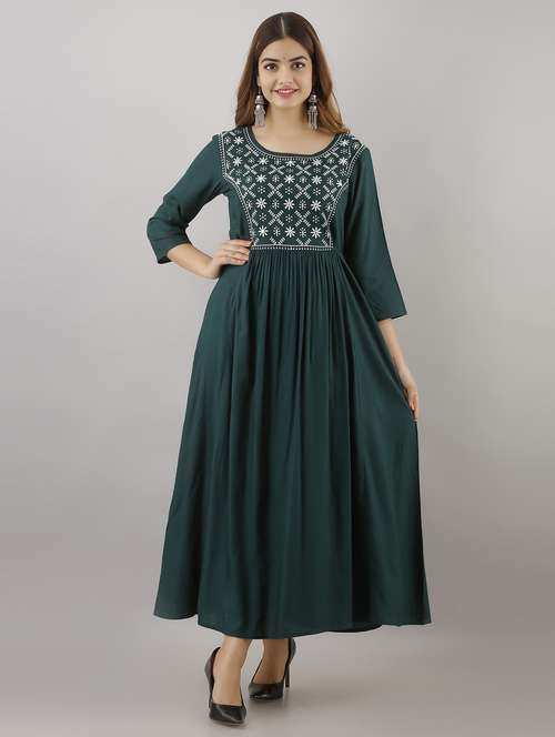 embroidered flared ethnic dress - 19166792 - Standard Image - 0