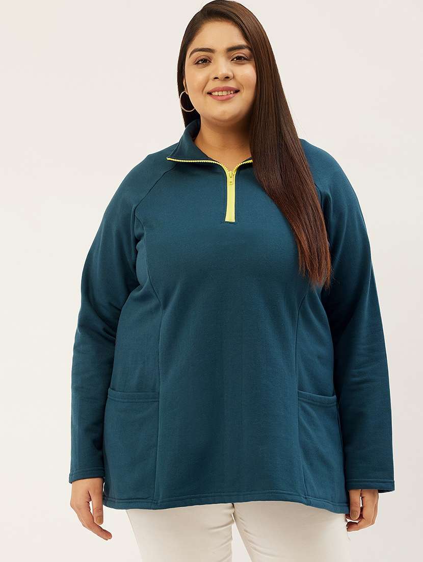 stand collar solid sweatshirt  - 19166863 -  Zoom Image - 0