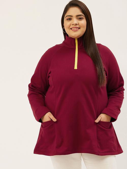 stand collar solid sweatshirt - 19166864 - Standard Image - 0