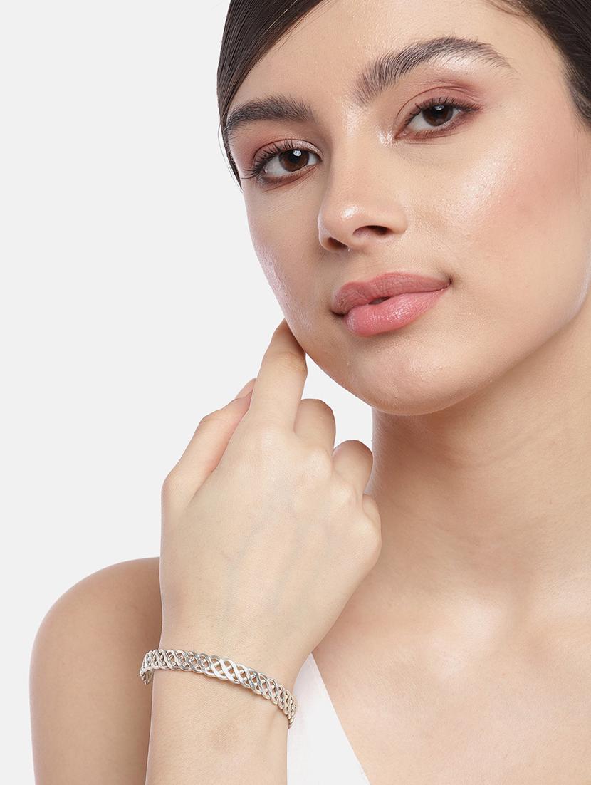 silver metal bangle bracelet - 19166892 - Standard Image - 3