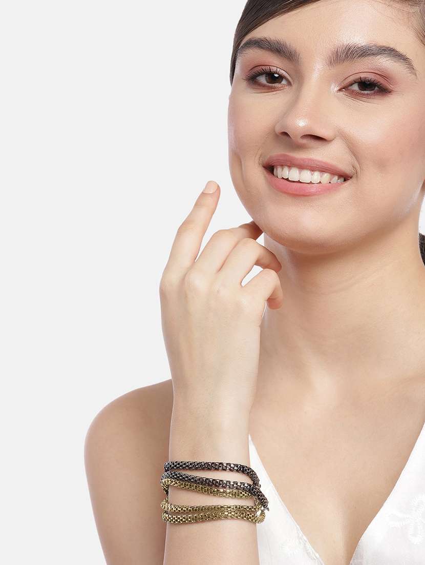 gold metal bangle  bracelet - 19166897 -  Standard Image - 3