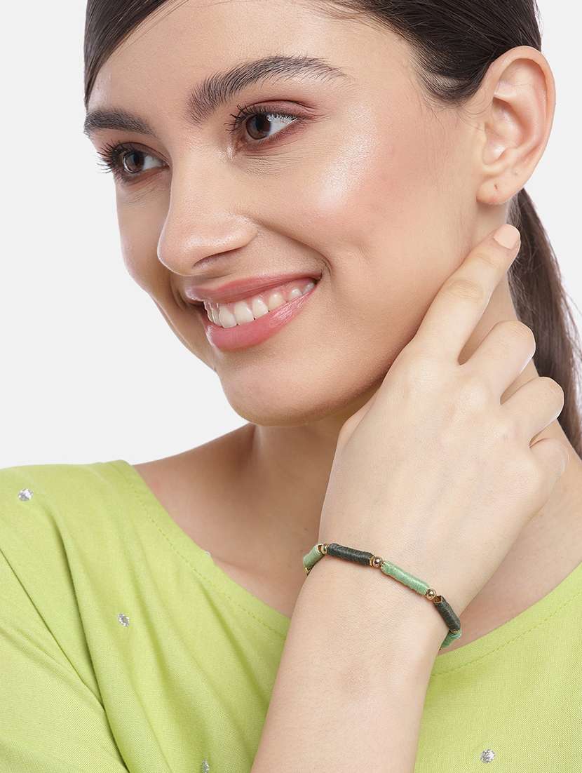 green metal bangle  bracelet - 19166912 -  Standard Image - 3