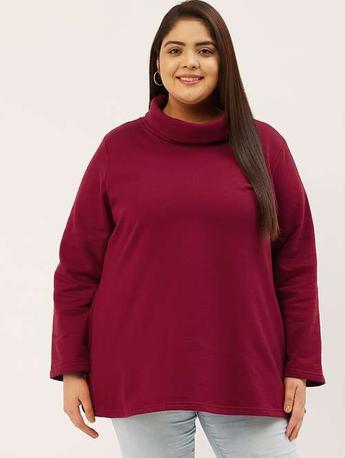 maroon cotton blend plus sweatshirt - 19167559 -  Standard Image - 0