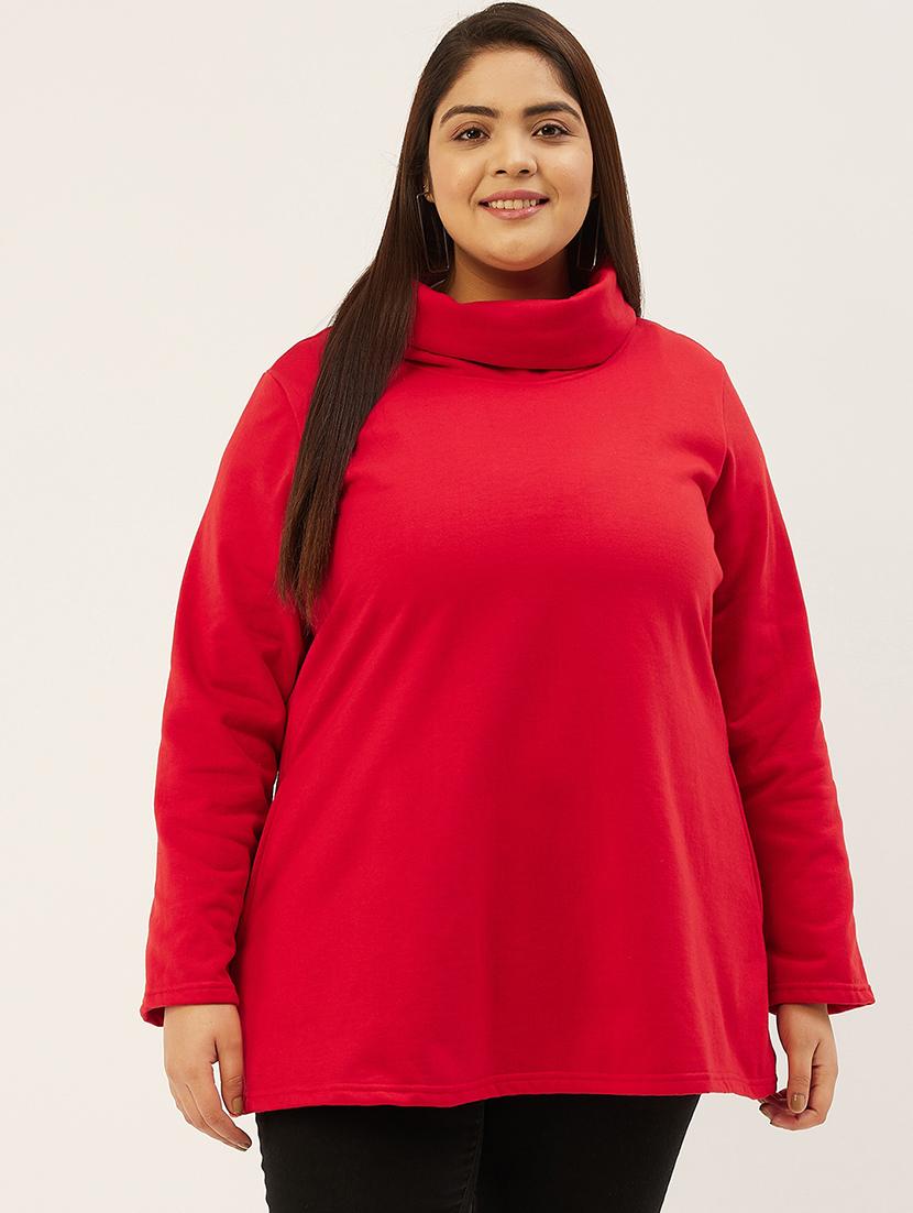 red cotton blend plus sweatshirt - 19167562 - Zoom Image - 0