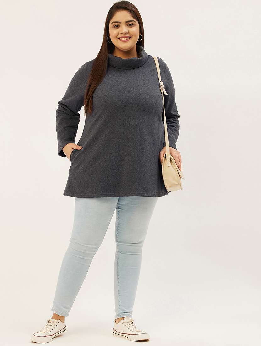 grey cotton blend plus sweatshirt - 19167563 - Standard Image - 3