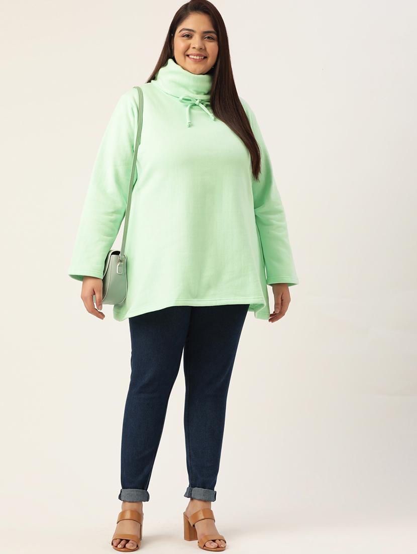 green cotton blend plus sweatshirt - 19167565 - Standard Image - 3