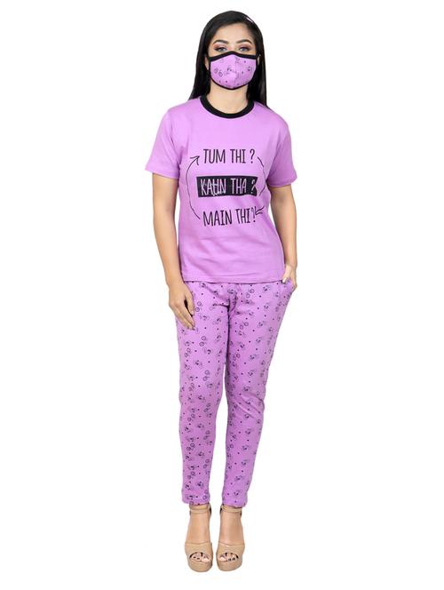 round neck printed nightwear set - 19167575 - Standard Image - 0