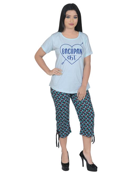 round neck printed nightwear set - 19167598 - Standard Image - 0