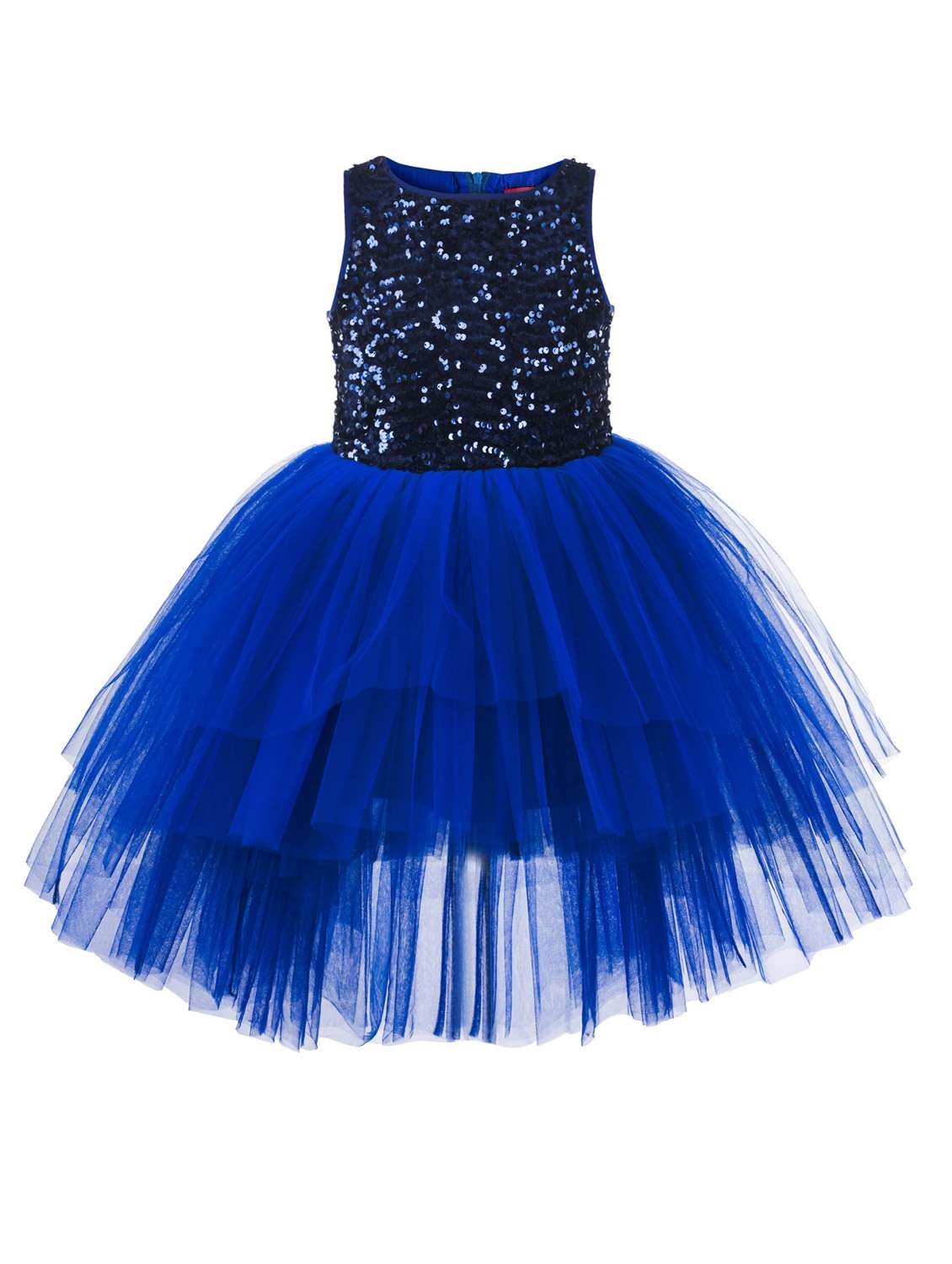 blue coloured sequin frock