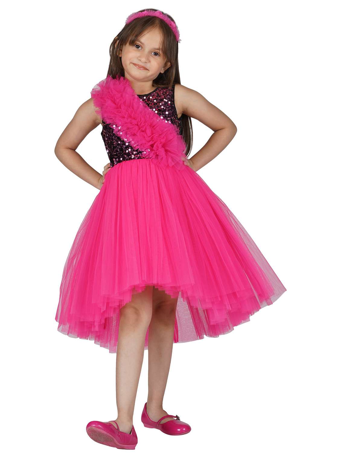 pink net frock - 19169172 -  Zoom Image - 0