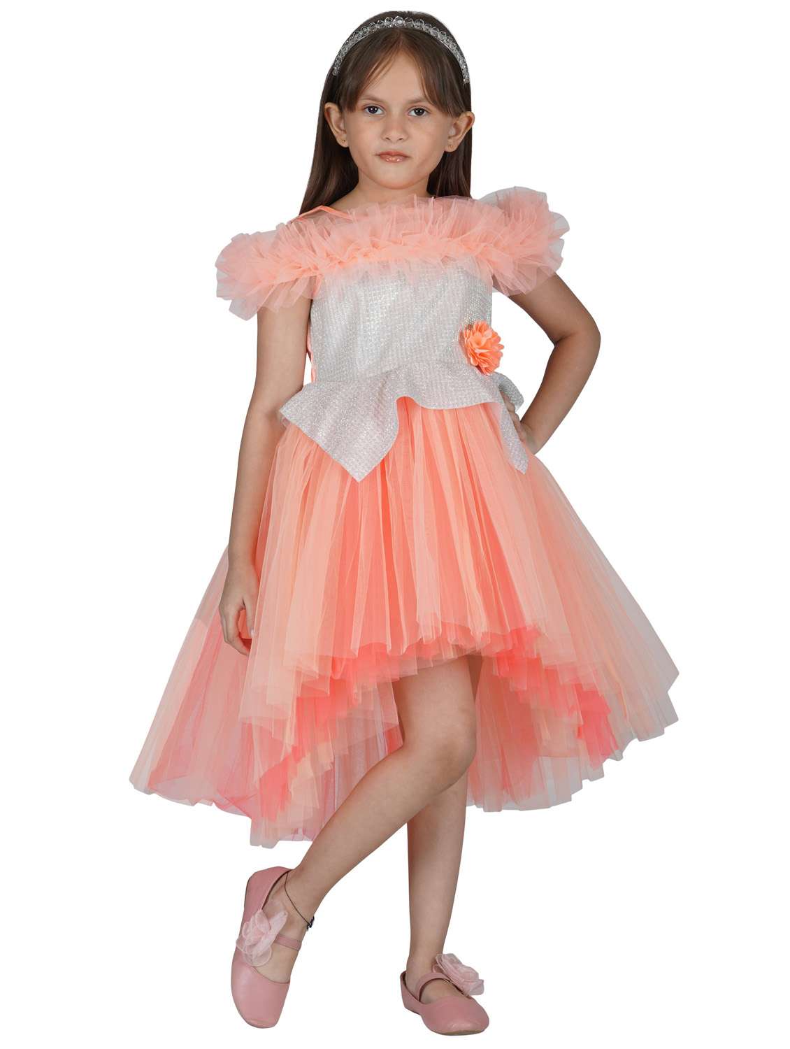 orange net frock - 19169175 - Zoom Image - 0