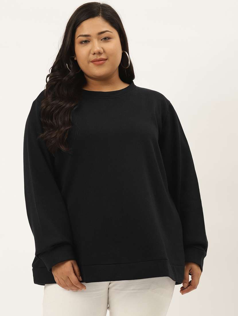 black cotton blend plus sweatshirt