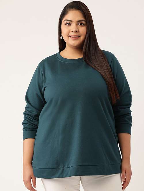 round neck solid plus sweatshirt - 19169459 -  Standard Image - 0