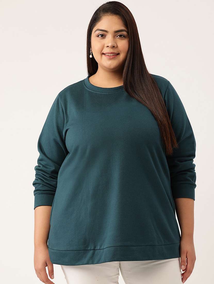 round neck solid plus sweatshirt