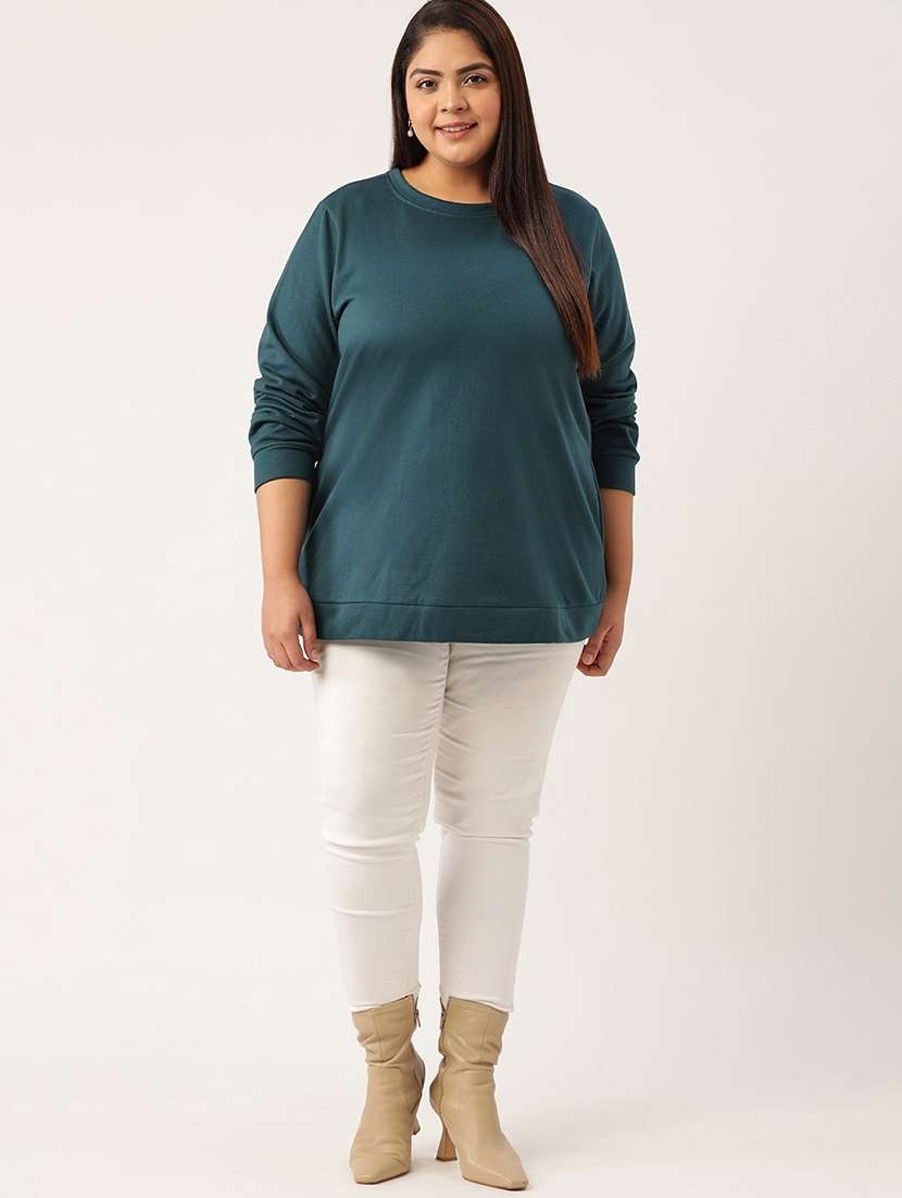 round neck solid plus sweatshirt - 19169459 -  Standard Image - 3