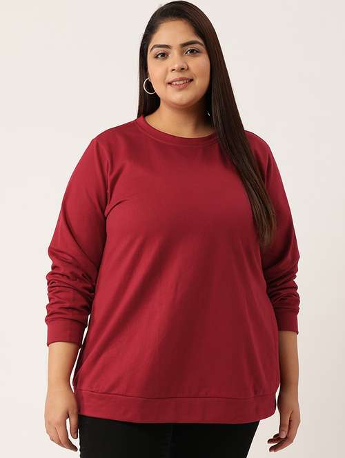 maroon cotton blend plus sweatshirt - 19169460 -  Standard Image - 0