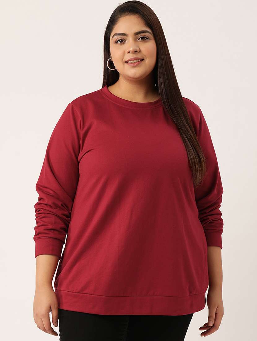 maroon cotton blend plus sweatshirt - 19169460 -  Zoom Image - 0