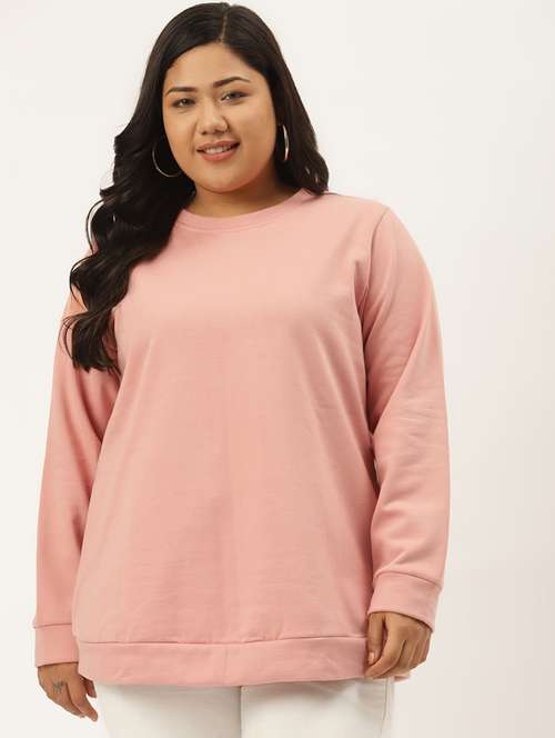 pink cotton blend plus sweatshirt - 19169462 -  Standard Image - 0