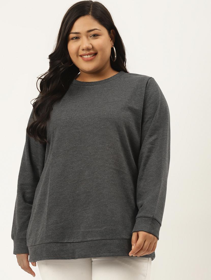 round neck solid plus sweatshirt - 19169464 - Zoom Image - 0