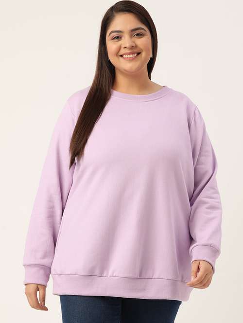 round neck solid plus sweatshirt - 19169465 -  Standard Image - 0