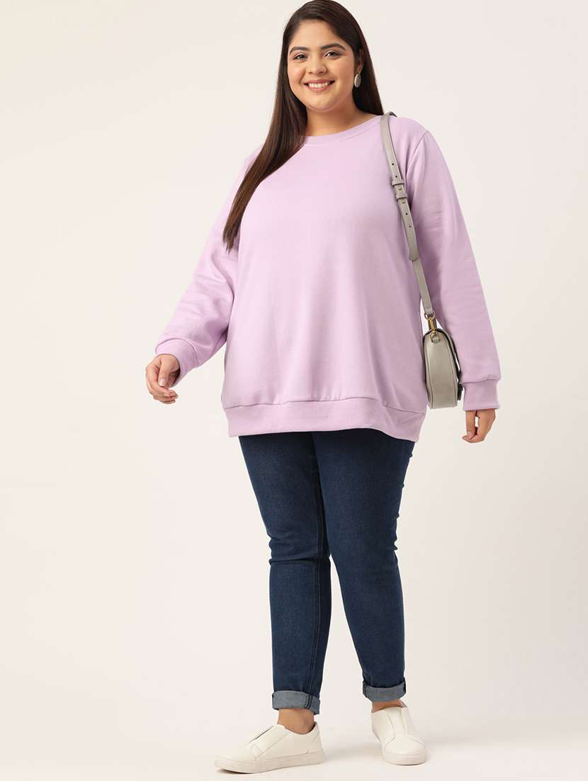 round neck solid plus sweatshirt - 19169465 - Standard Image - 3