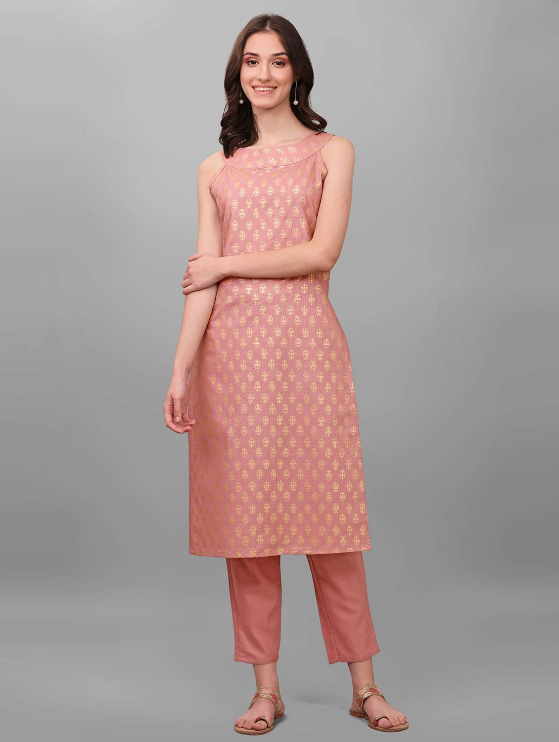 foil print kurta pant set 