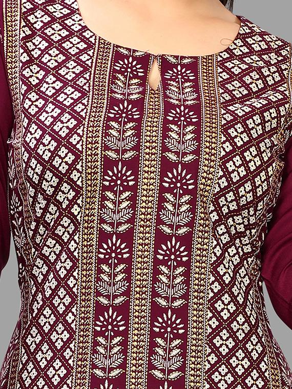 purple viscose kurta palazzo set - 19169514 - Standard Image - 3