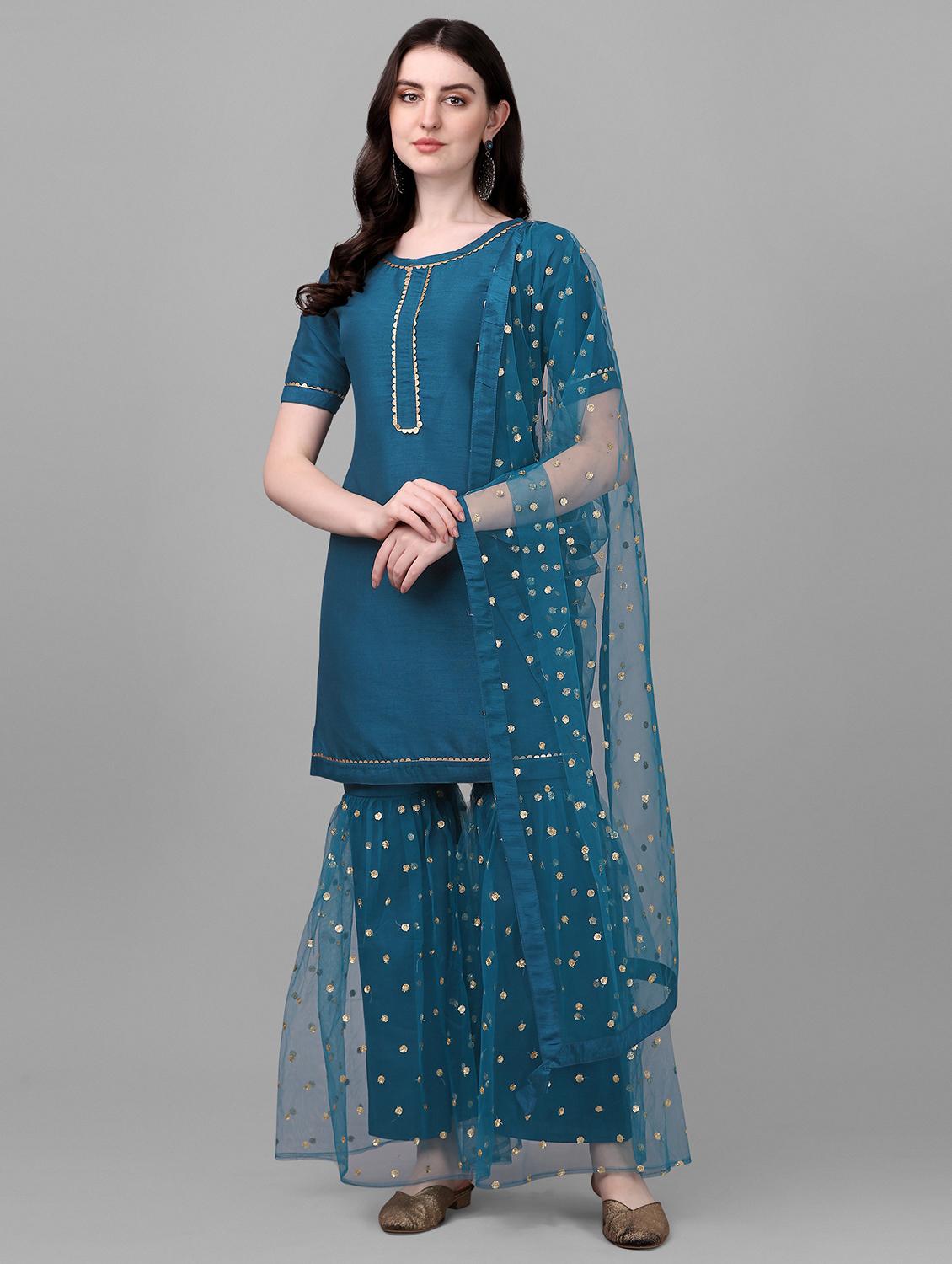 solid kurta sharara set - 19169530 - Zoom Image - 0