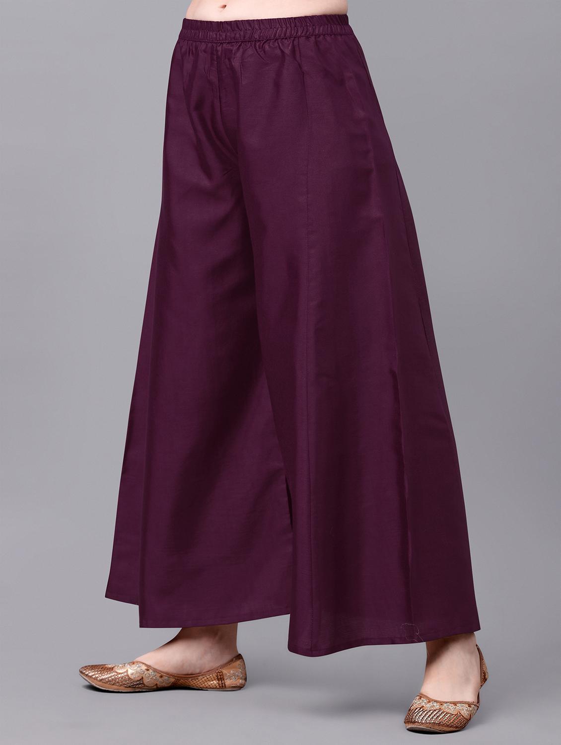 purple chanderi kurta sharara set - 19169531 - Standard Image - 3