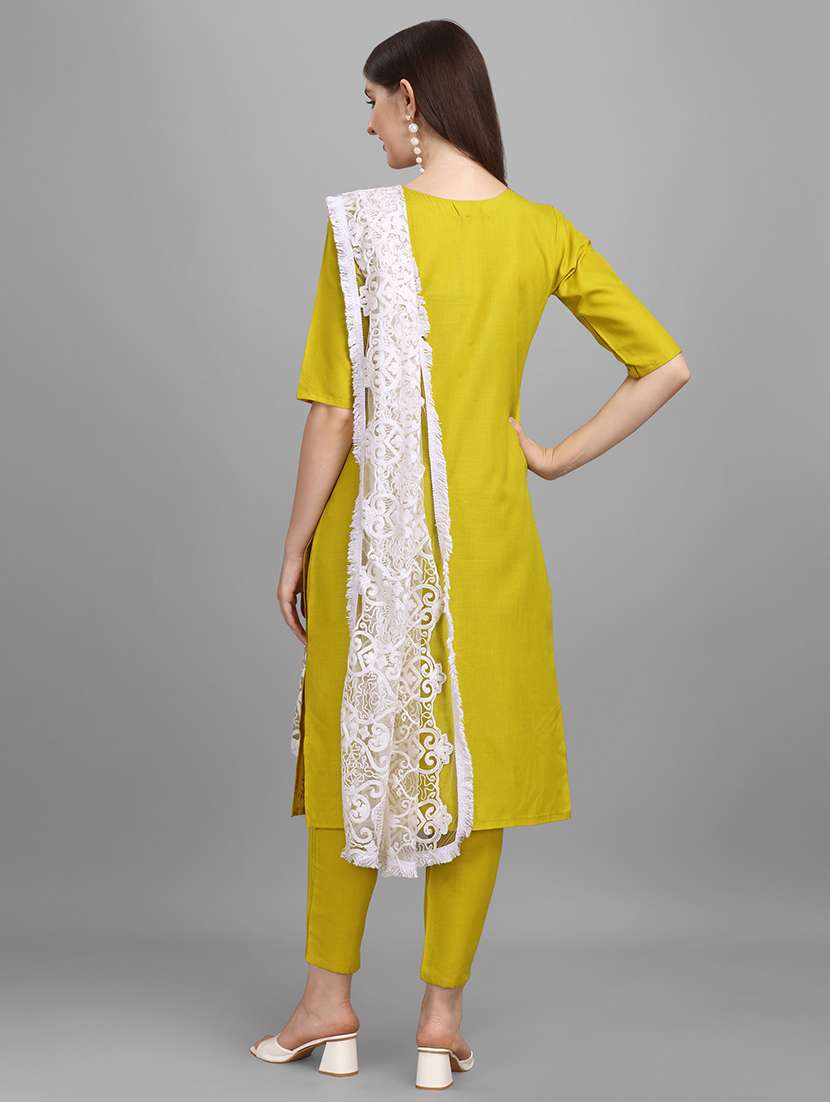 embroidered kurta pant dupatta set - 19169546 -  Standard Image - 3