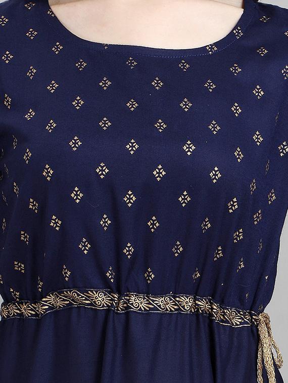 blue printed a-line kurta - 19169607 - Standard Image - 3