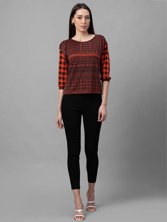 women checkered cigarette trouser - 19169688 -  Standard Image - 3