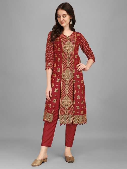 printed kurta pant set - 19170312 - Standard Image - 0