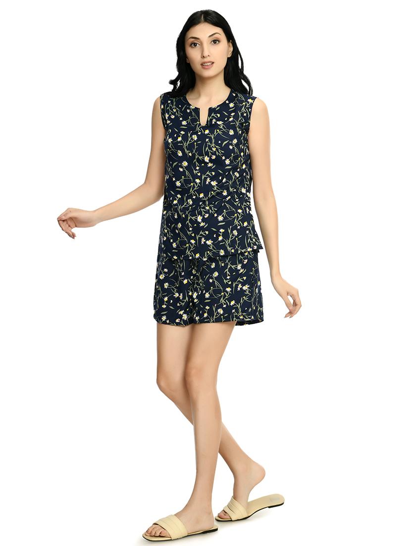 navy blue printed nightwear set - 19170936 - Standard Image - 3