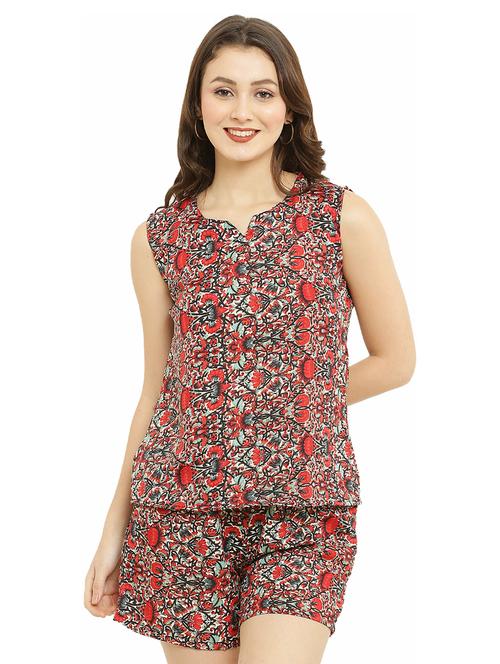 sleeveless printed nightwear set - 19170948 - Standard Image - 0
