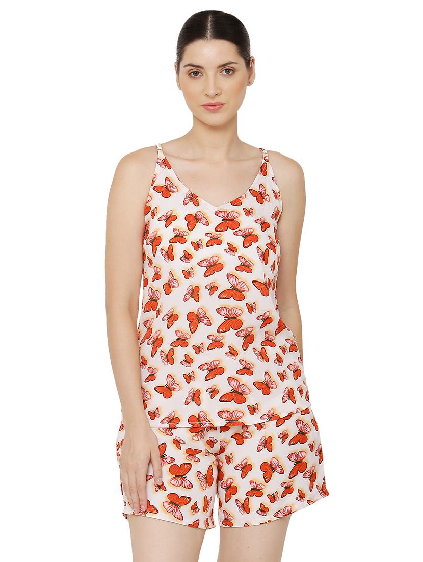 orange two piece printed nightwear set - 19170989 - Zoom Image - 0