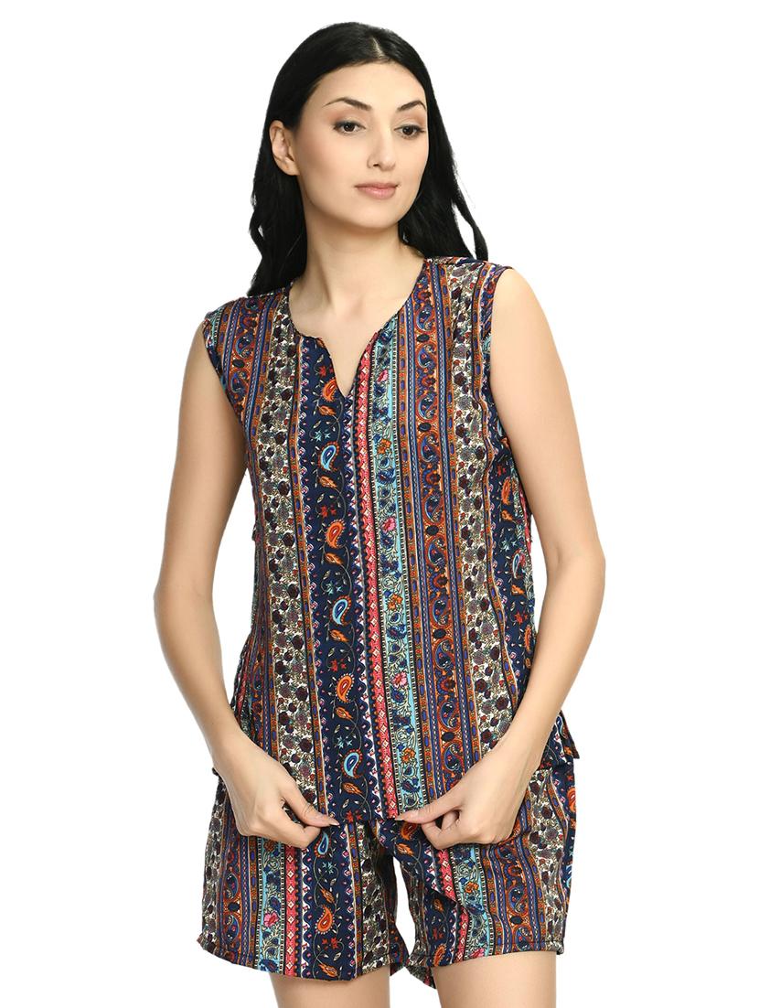 printed top and short nightwear set
