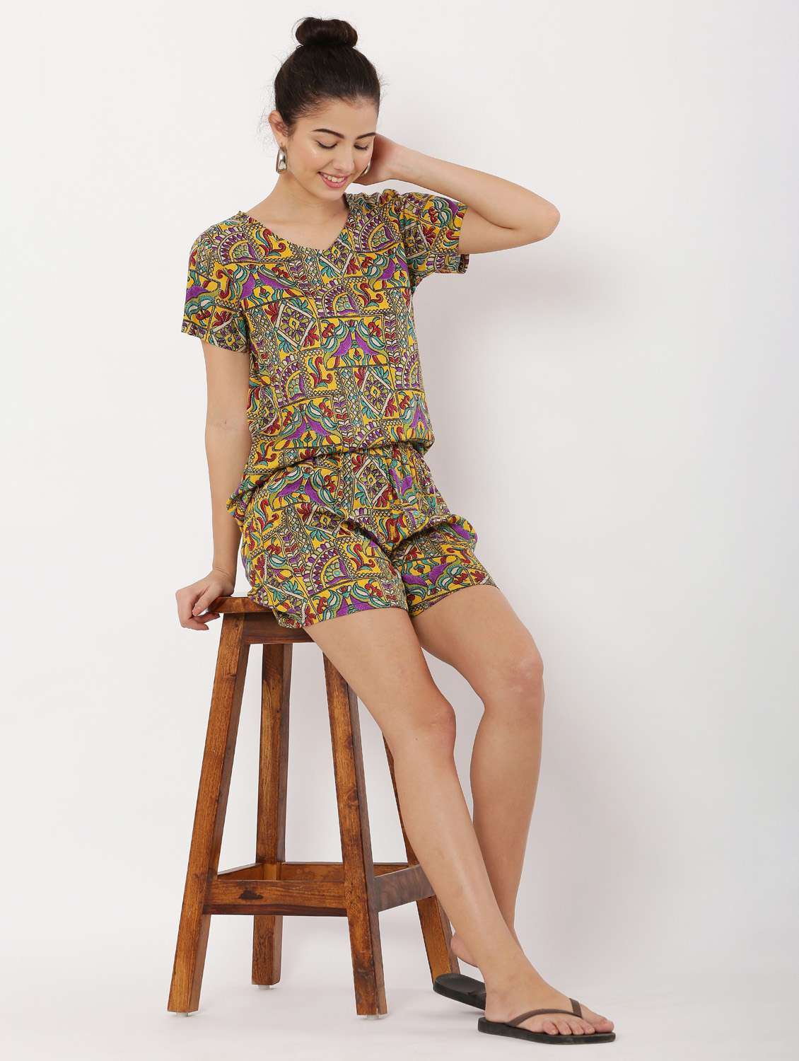 printed top and short nightwear set - 19171094 -  Standard Image - 3
