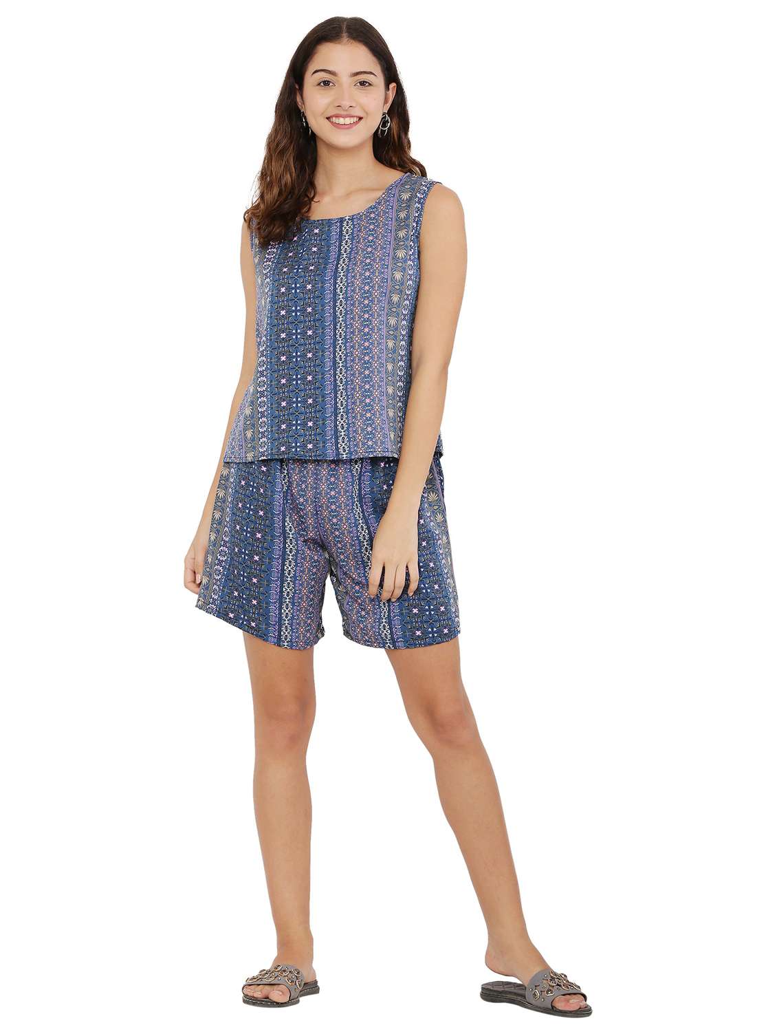 printed top and short nightwear set