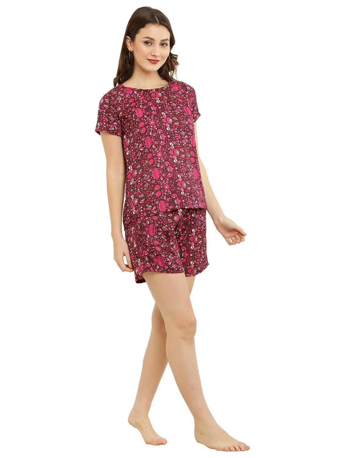 printed top and short nightwear set - 19171125 - Zoom Image - 0