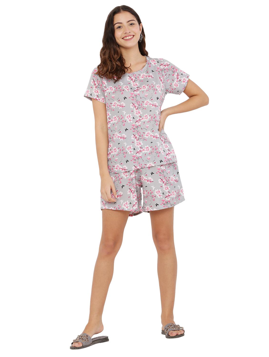 grey two piece printed nightwear set - 19171138 - Zoom Image - 0